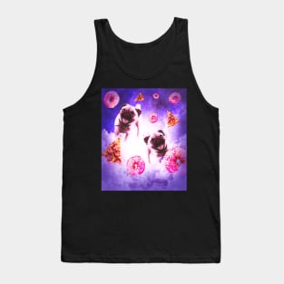 Pugs In The Clouds With Doughnut And Pizza Tank Top